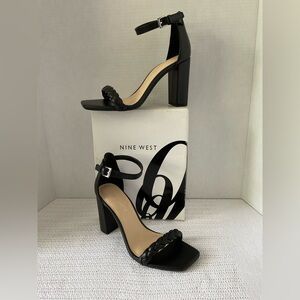 Nine West Black Block Heel Sandals with Ankle Strap